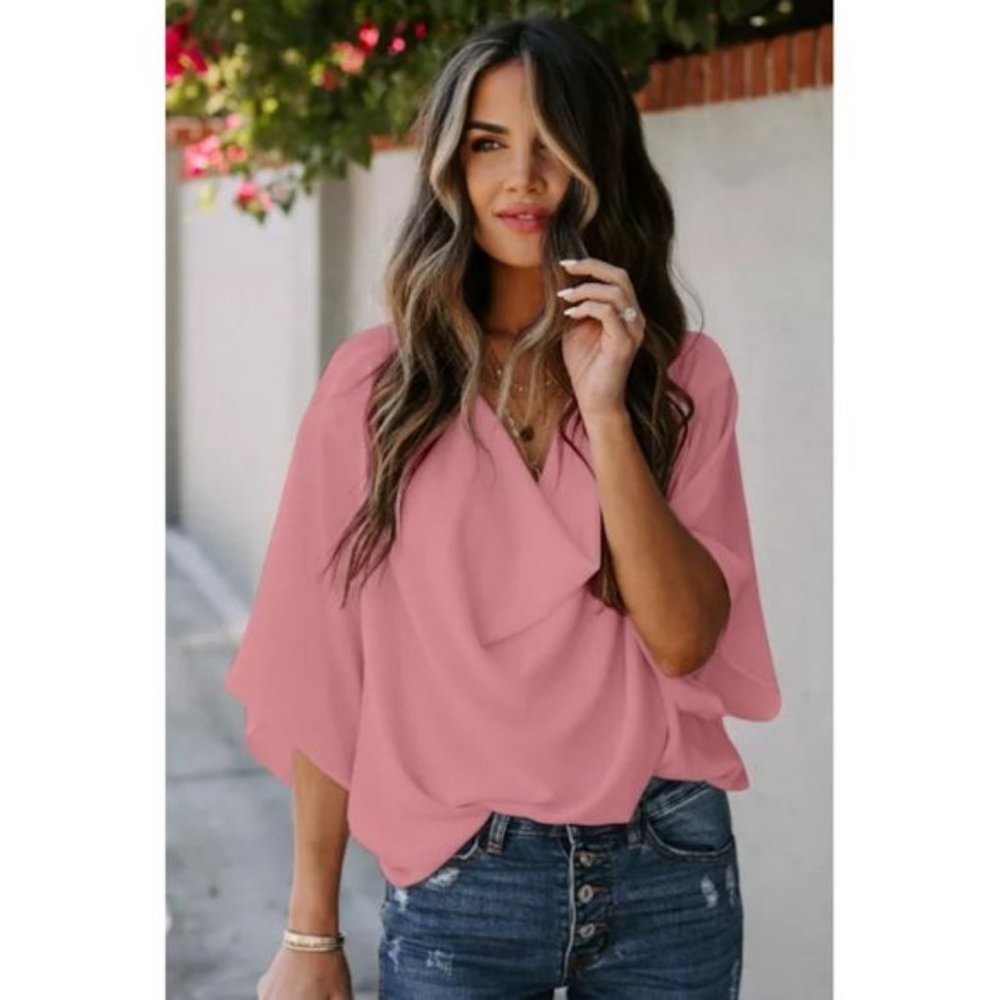 Pink Draped Blouse